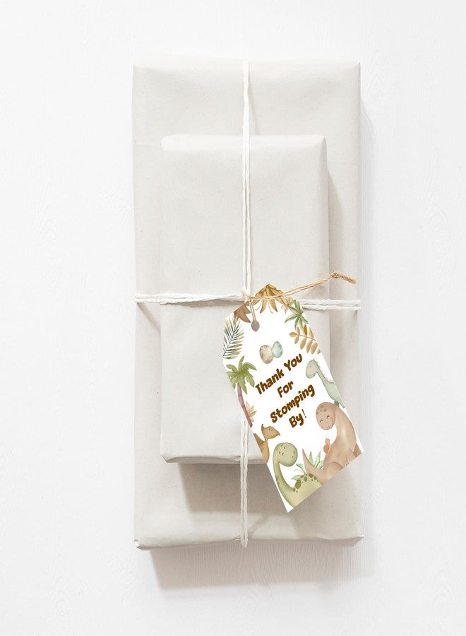 Serencatcher 50pcs Dinosaur Thank You Tags, Boho Dinosaur Baby Shower Decorations Thank You for Stomping by Gift Name Tags with String Beige Color for Dino Roar Birthday Gender Reveal Party Favors - Image 3
